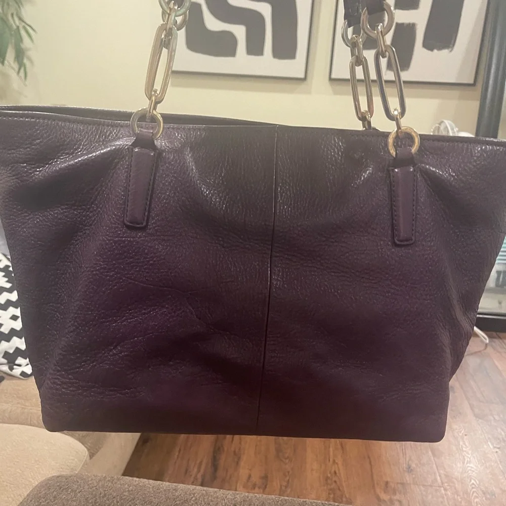 Vintage Coach Madison Deep Plum pebble Leather Tote with Gold Hardware - Picture 5 of 9